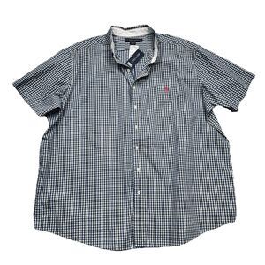 US Polo Assn Shirt Mens 3XL Blue Yellow Check Big & Tall Short Sleeve Button Up
